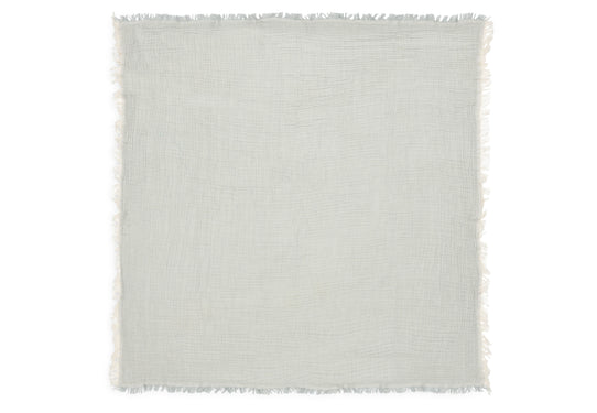 Grande couverture gaze de coton Fringe Stripe Sea Green Ivory 120x120cm
