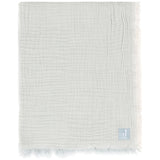 Couverture gaze de coton Fringe Stripe Sea Green Ivory 100x75cm