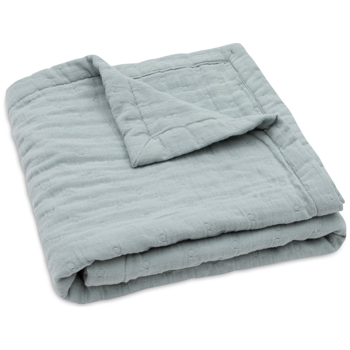 Couverture été gaze de coton Jacquart bleu Sea Green