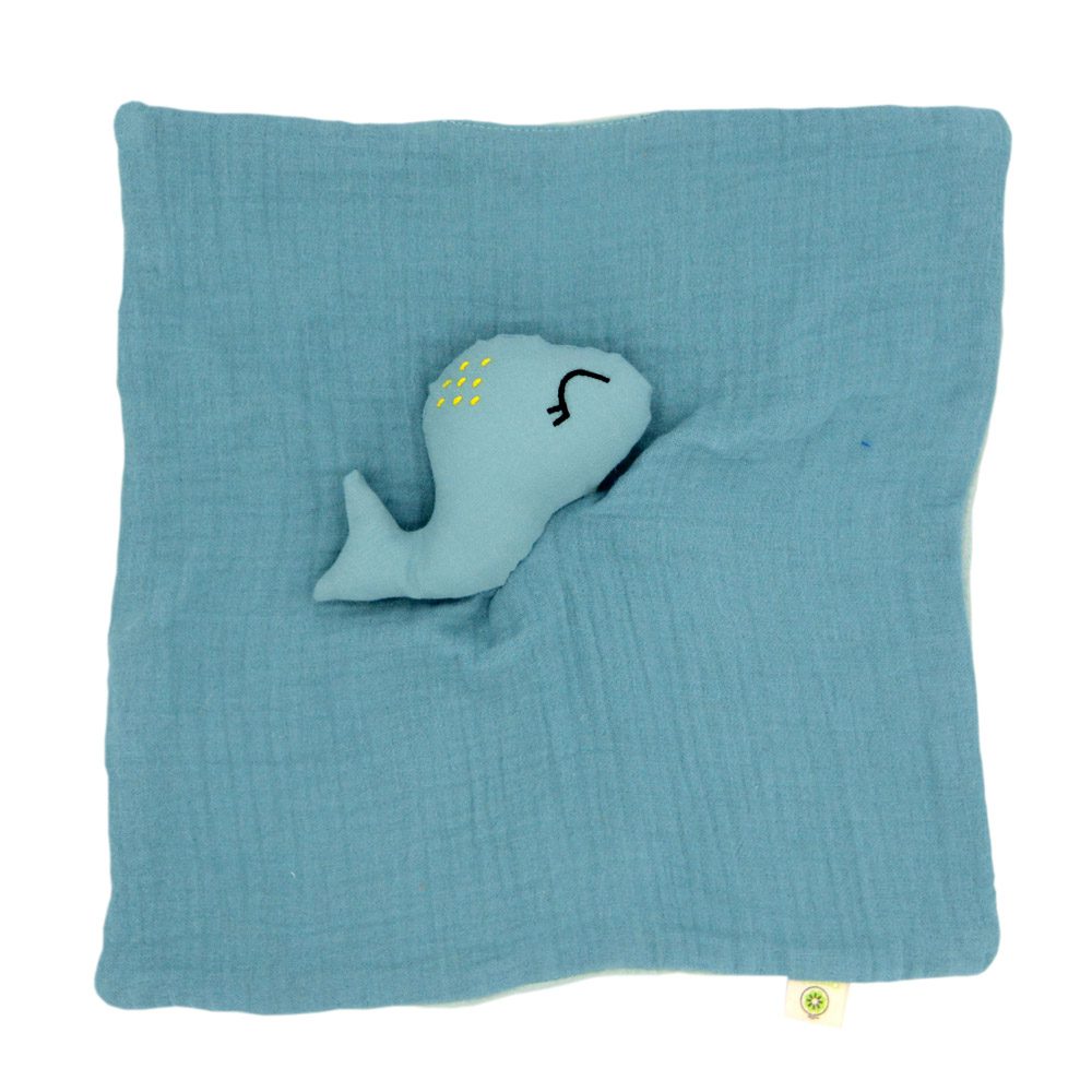 Doudou plat baleine en coton bio