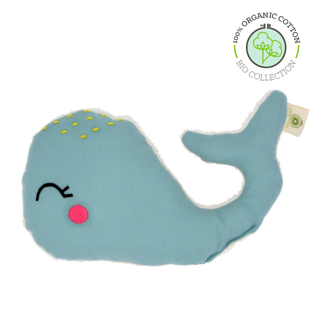 Hochet doudou baleine en coton bio