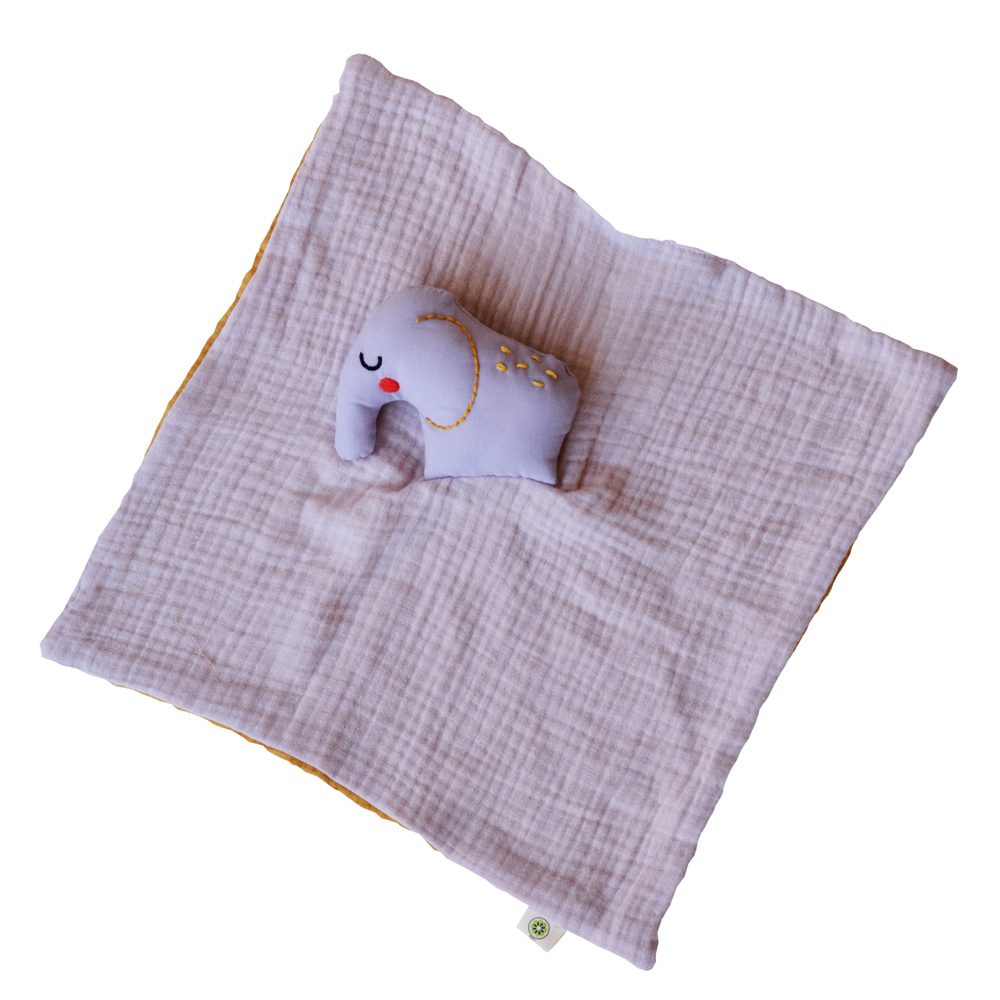 Doudou plat coton bio éléphant