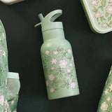 Gourde isotherme fleurs vertes