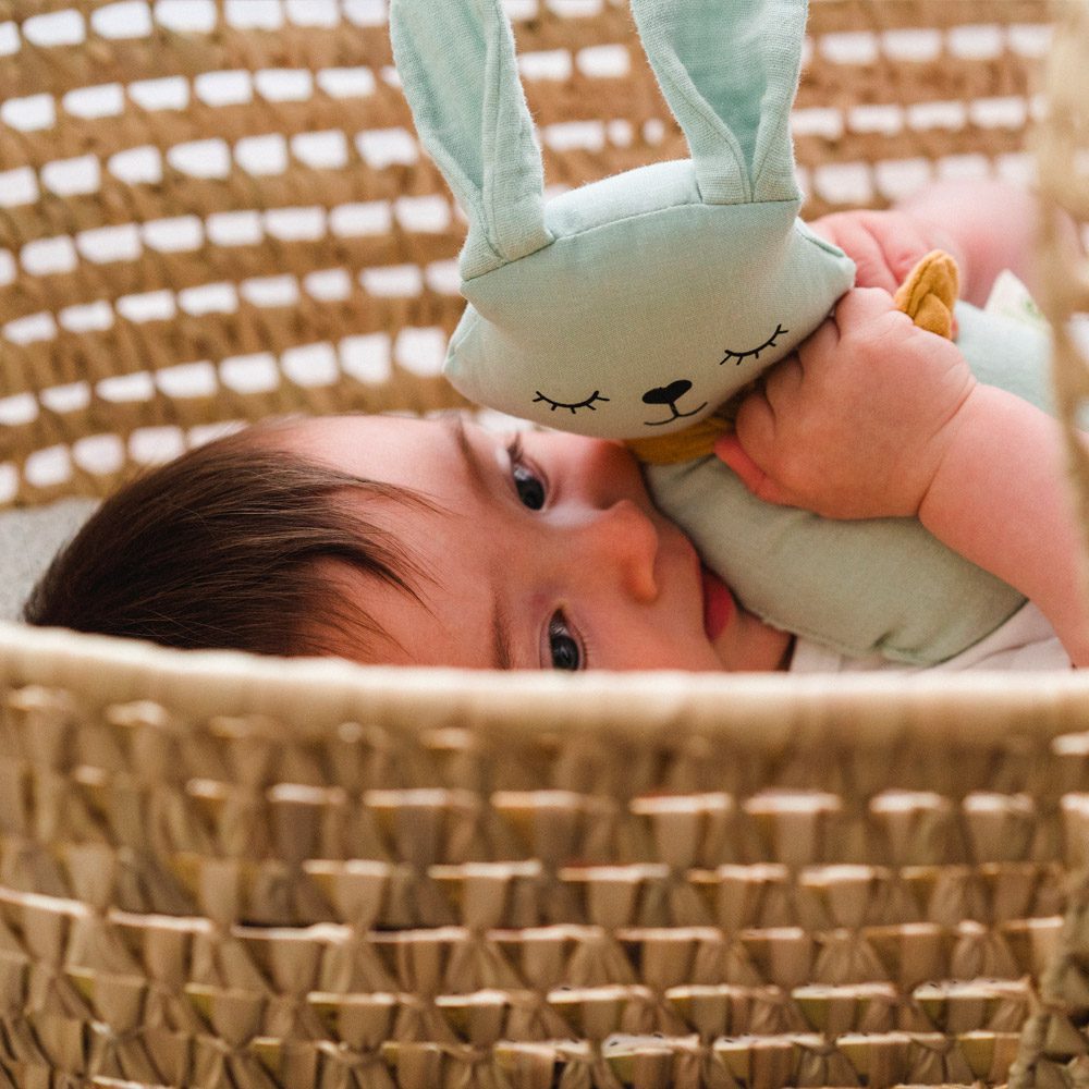 Hochet grelot lapin en coton bio