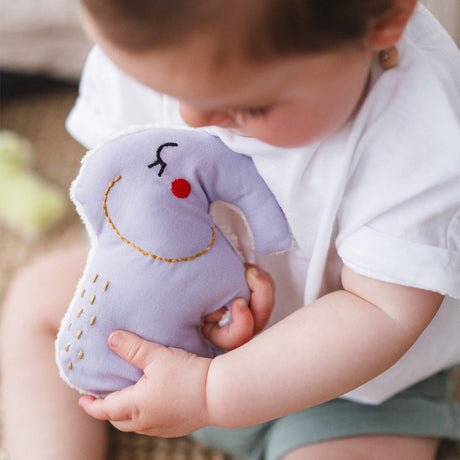 Hochet doudou éléphant en coton bio