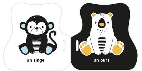 Mon premier livre poussette en noir et blanc - Animaux mignons