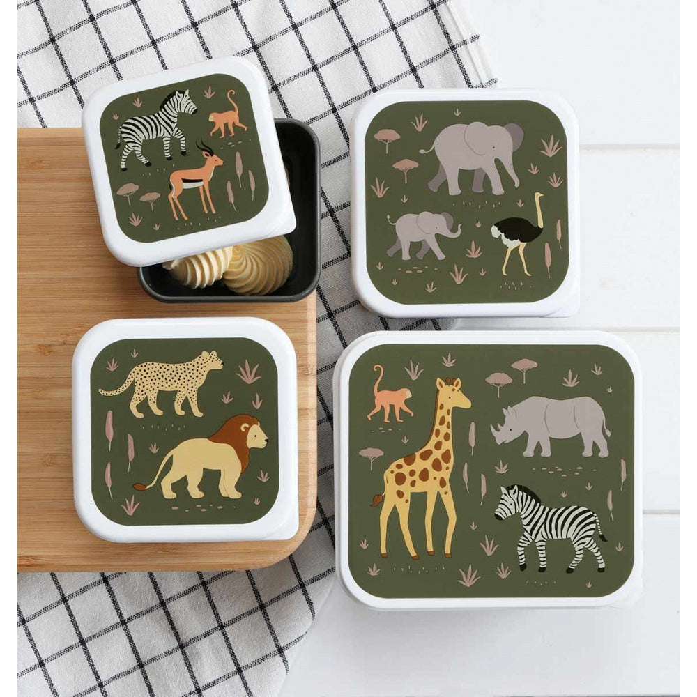 Lot de 4 boites à gouter savane