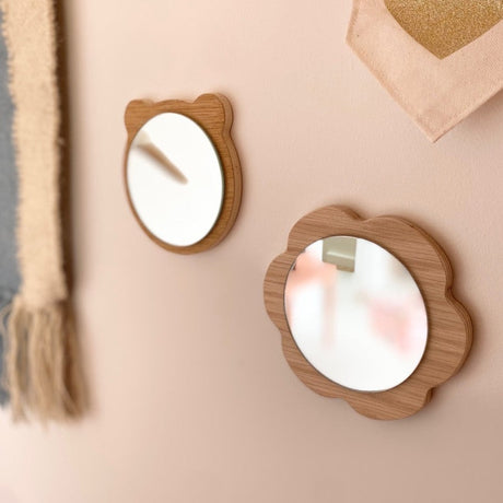 Mini miroir fleur en bois