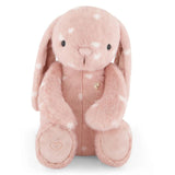 Peluche lapin rose coeurs blanc 30 cm