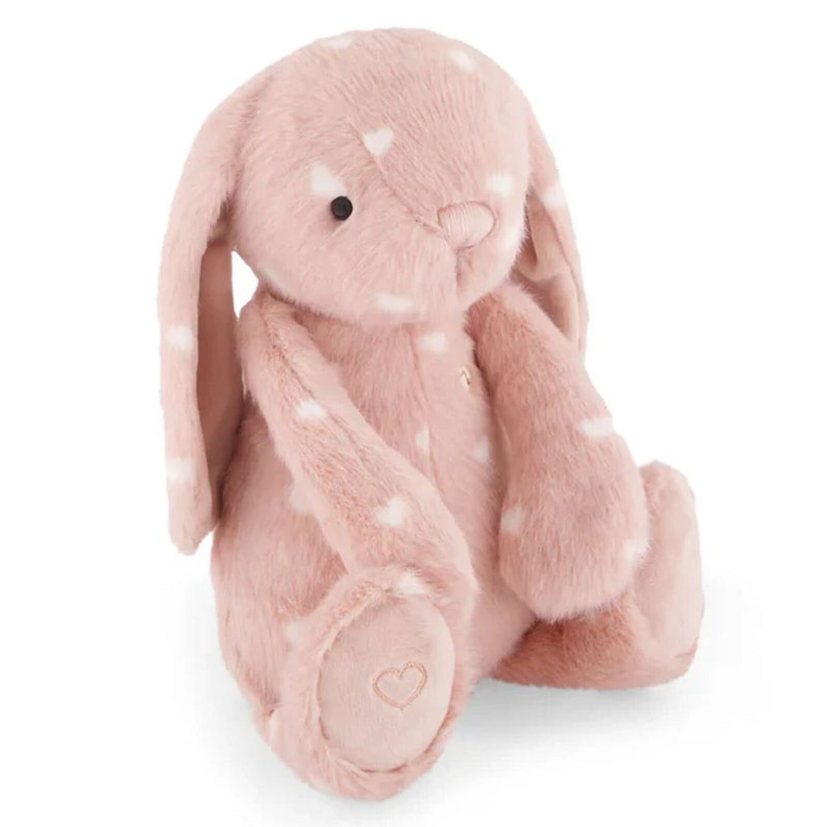 Peluche lapin rose coeurs blanc 30 cm