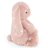 Peluche lapin rose coeurs blanc 30 cm