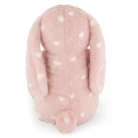 Peluche lapin rose coeurs blanc 30 cm