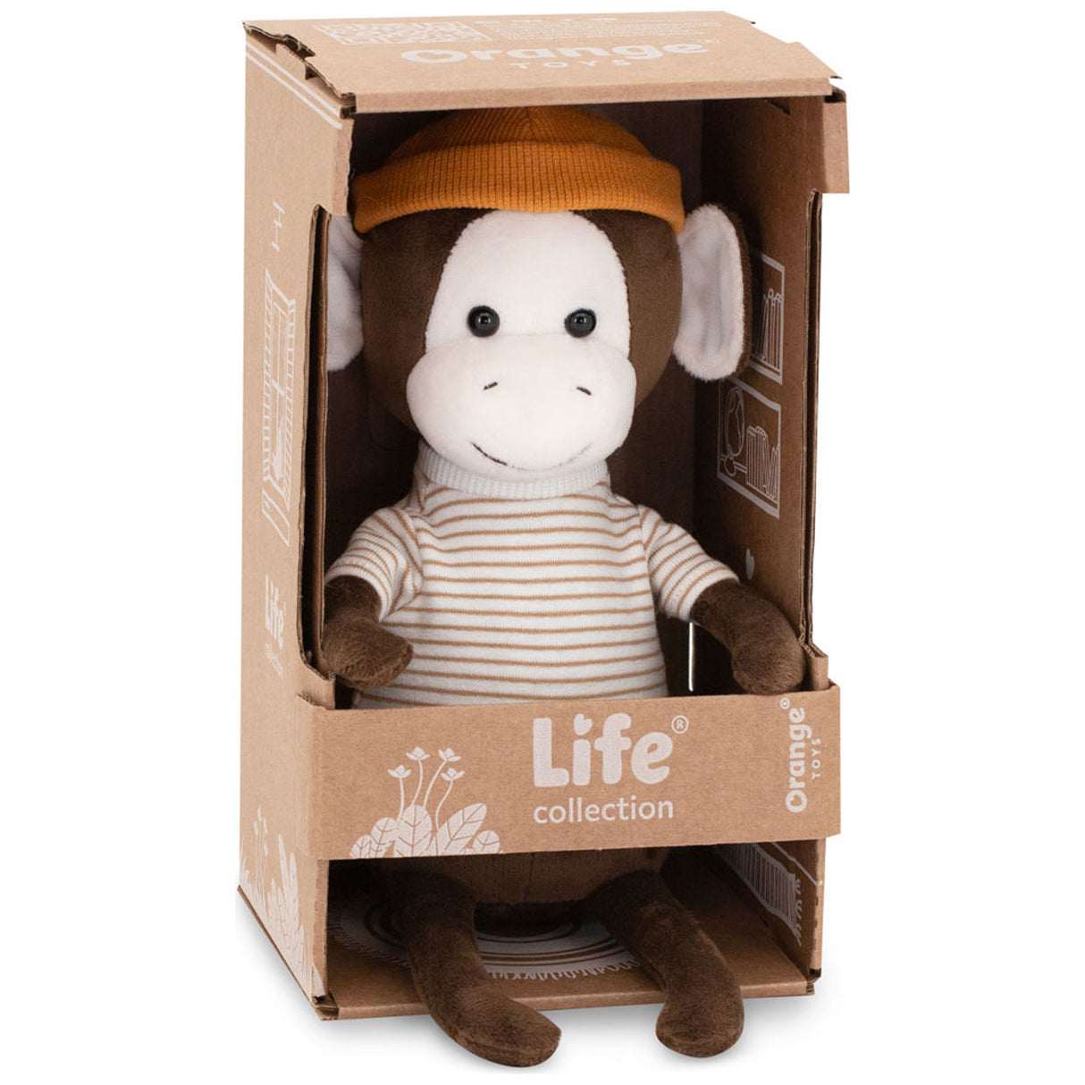 Peluche singe Charlie avec bonnet 25cm