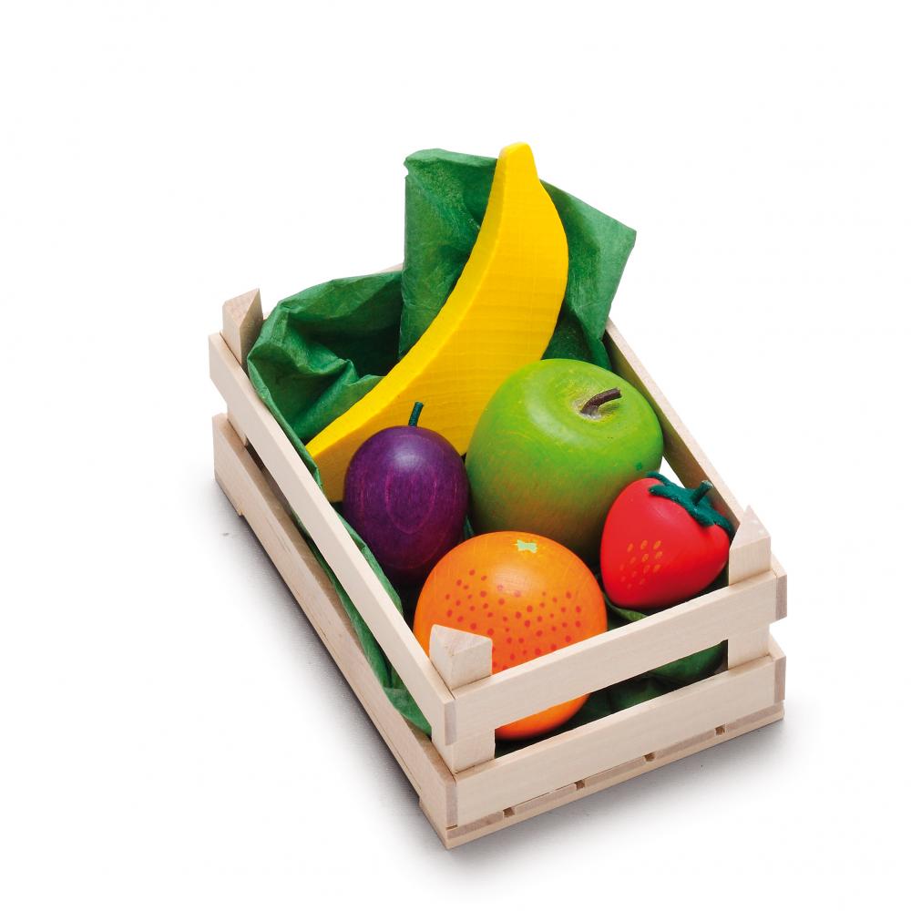 Petit assortiment de fruits en bois pour dinette