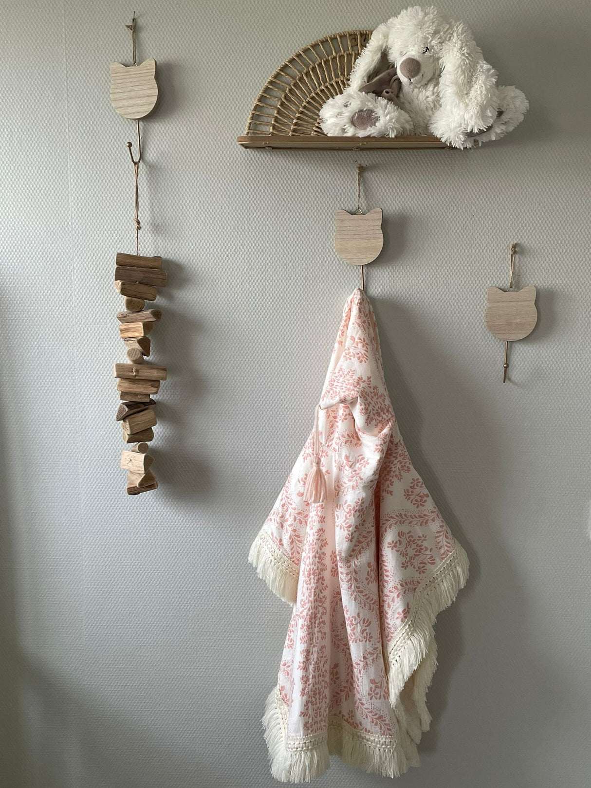 Poncho de bain bohème rose et blanc 2-3 ans