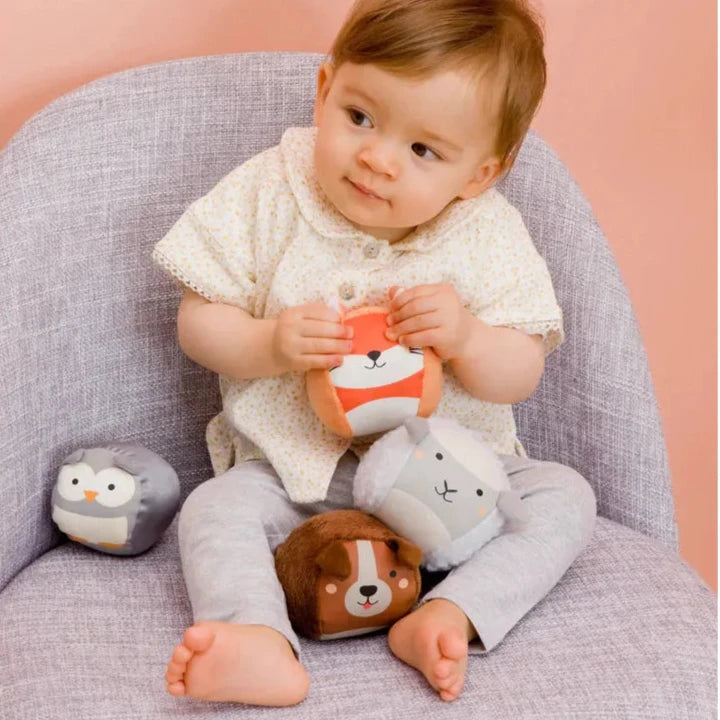 Set de 4 balles musicales doudou Forêt