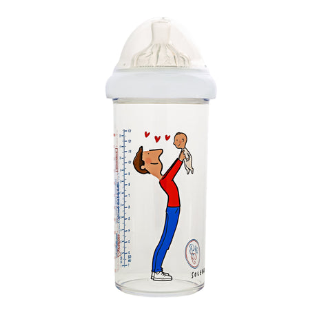 Biberon "papa et bébé" 360ml tétine 6 mois +