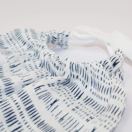 Bavoir James belu blanc ethnique coton bio organic fabriqué en France Lebome