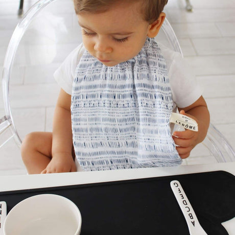 Bavoir James bleu ethnique coton bio organic fabriqué en France Lebome