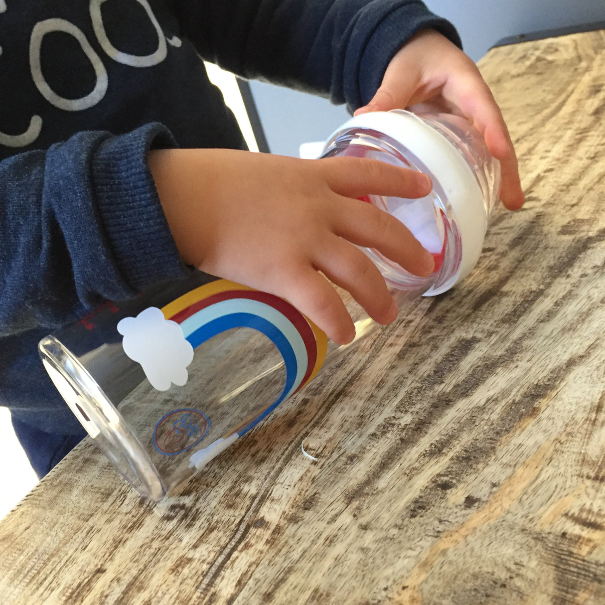 Biberon arc en ciel 360ml tétine 6 mois +