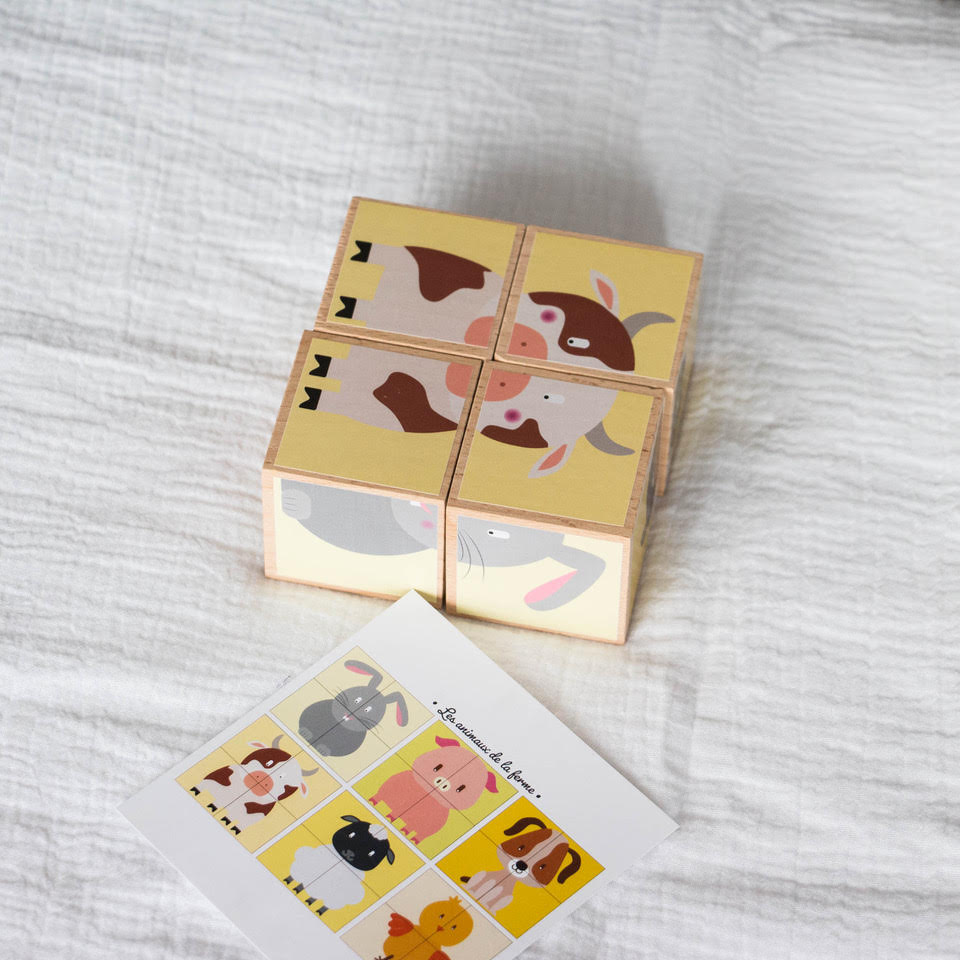 Cubes en bois - Animaux de la ferme