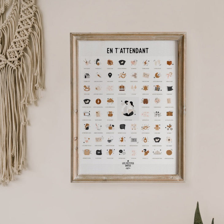 Affiche à tamponner "en t'attendant" - Les petites dates