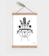 Affiche chambre bébé Boho nounours l'ours A4