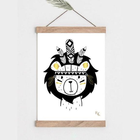 Affiche chambre bébé Boho Léon le lion A4