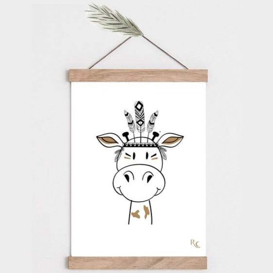 Affiche chambre bébé Boho Rafy la girafe A4