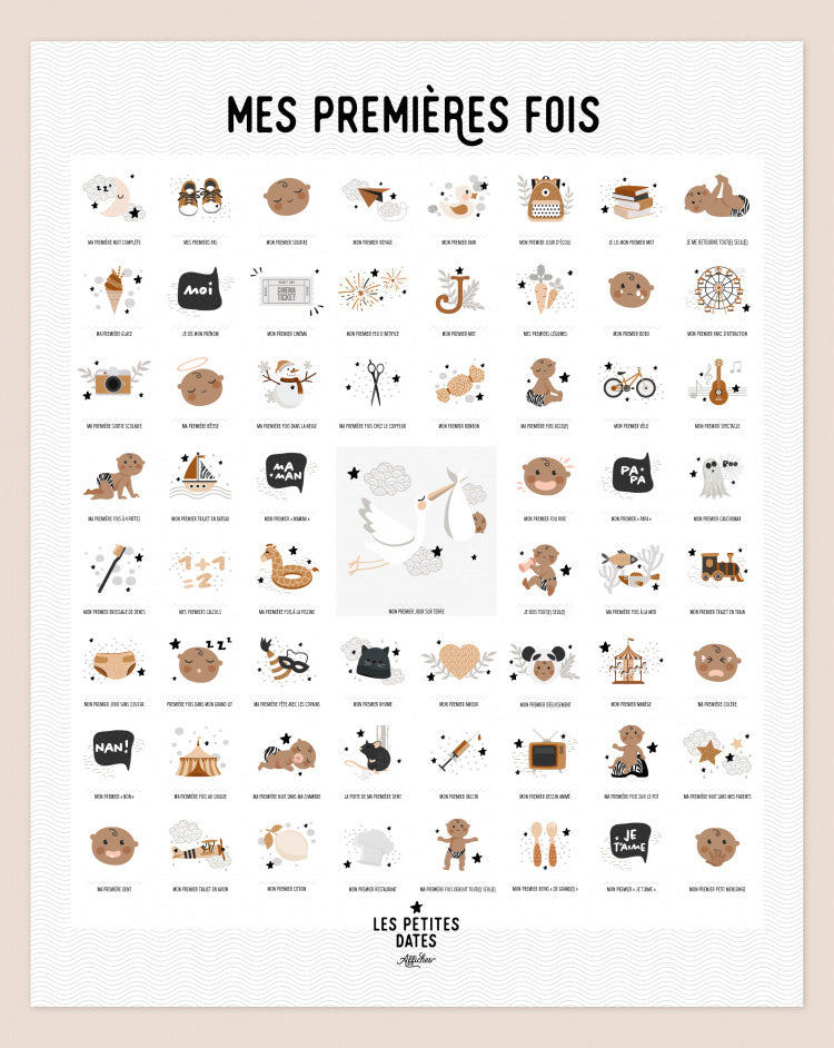 Affiche "mes premières fois" à tamponner - Les petites dates