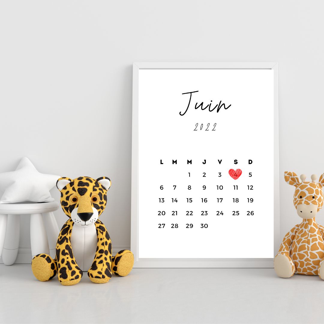 Affiche naissance personnalisée calendrier