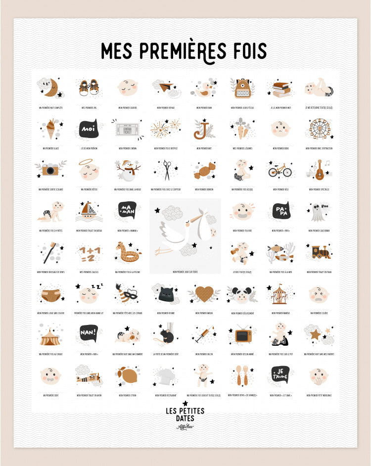 Affiche "mes premières fois" à tamponner - Les petites dates