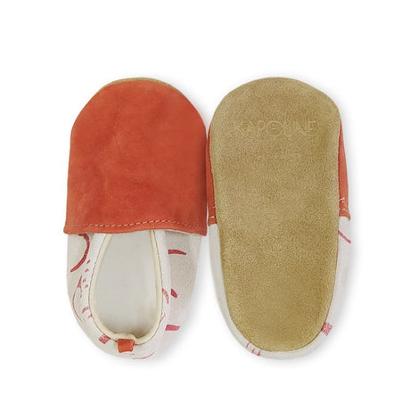 Chaussons bébé en cuir souple Asio brique