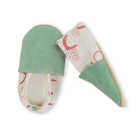 Chaussons bébé en cuir souple Ice menthe