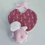 Bavoir girafe rose pâle