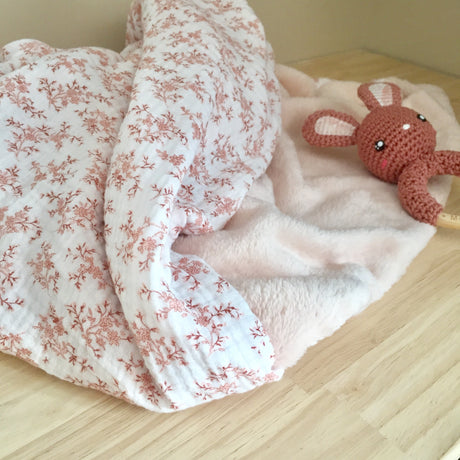 Couverture hiver fleurs pêche