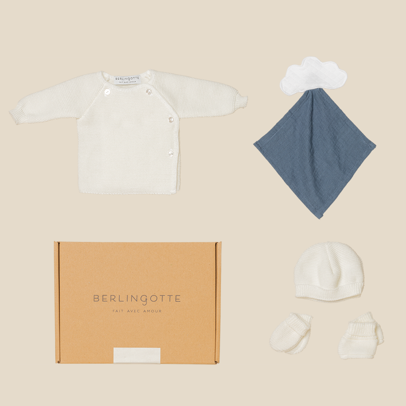 Coffret naissance Hortense écru et bleu