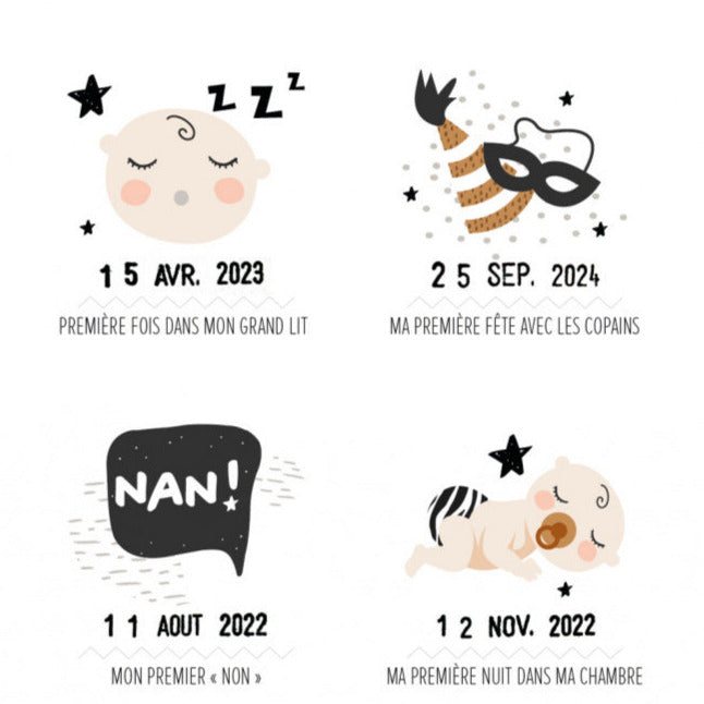 Affiche "mes premières fois" à tamponner - Les petites dates