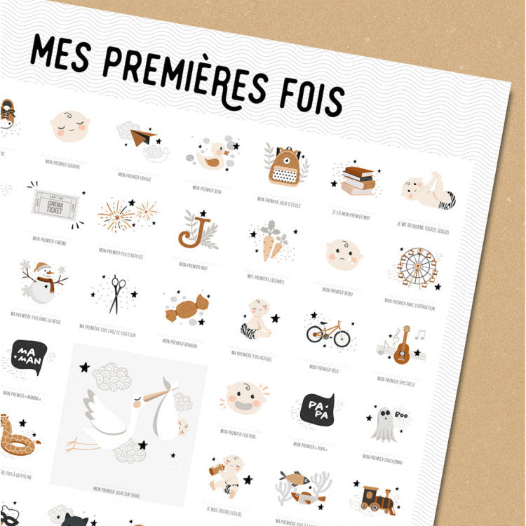 Affiche "mes premières fois" à tamponner - Les petites dates