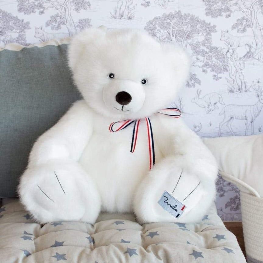 Ours en peluche blanc made in France 35 cm